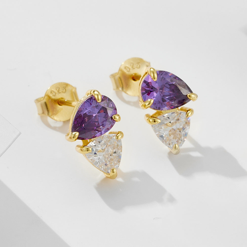 S925 Sterling Silver Flash Zircon Pear-Shaped Water Drop Zircon Stud Earrings