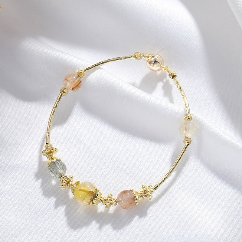 Exquisite Retro Forest Hair Crystal Bracelet for Women, Light Luxury Gift