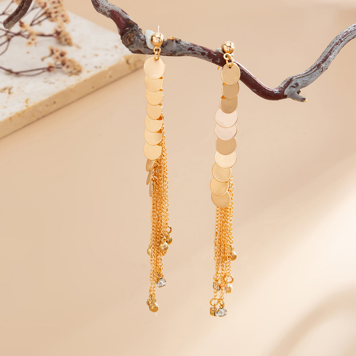 Planderful Statement Earrings Sequined Disc Fringe Rhinestone Shine For Women Bold Shimmering Rhinestones