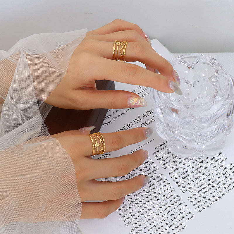 Diverse Gold-Plated Geometric Hip-Hop Ring by Planderful Collection