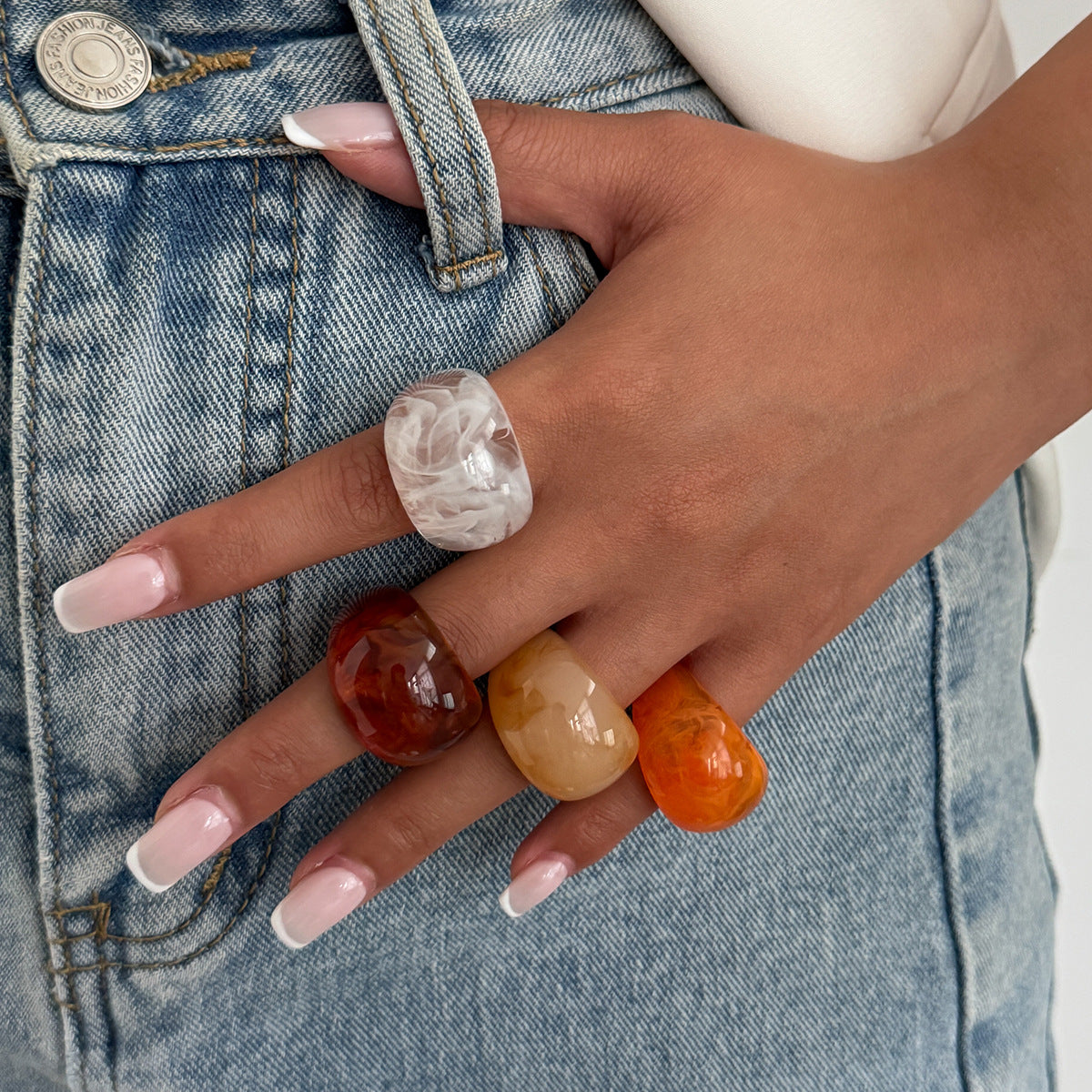 Planderful Vienna Verve Statement Ring Bread Shaped Wide Ring Maillard Color Hand Jewelry For Bold Fashion Lovers
