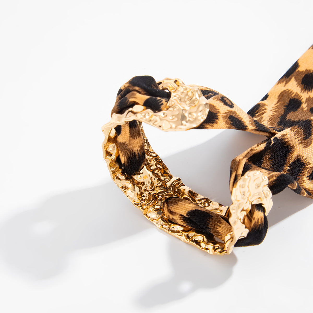 Planderful Collection Vienna Verve Bracelet For Women Hammer Pattern Wide Surface Opening Leopard Print Silk Scarf