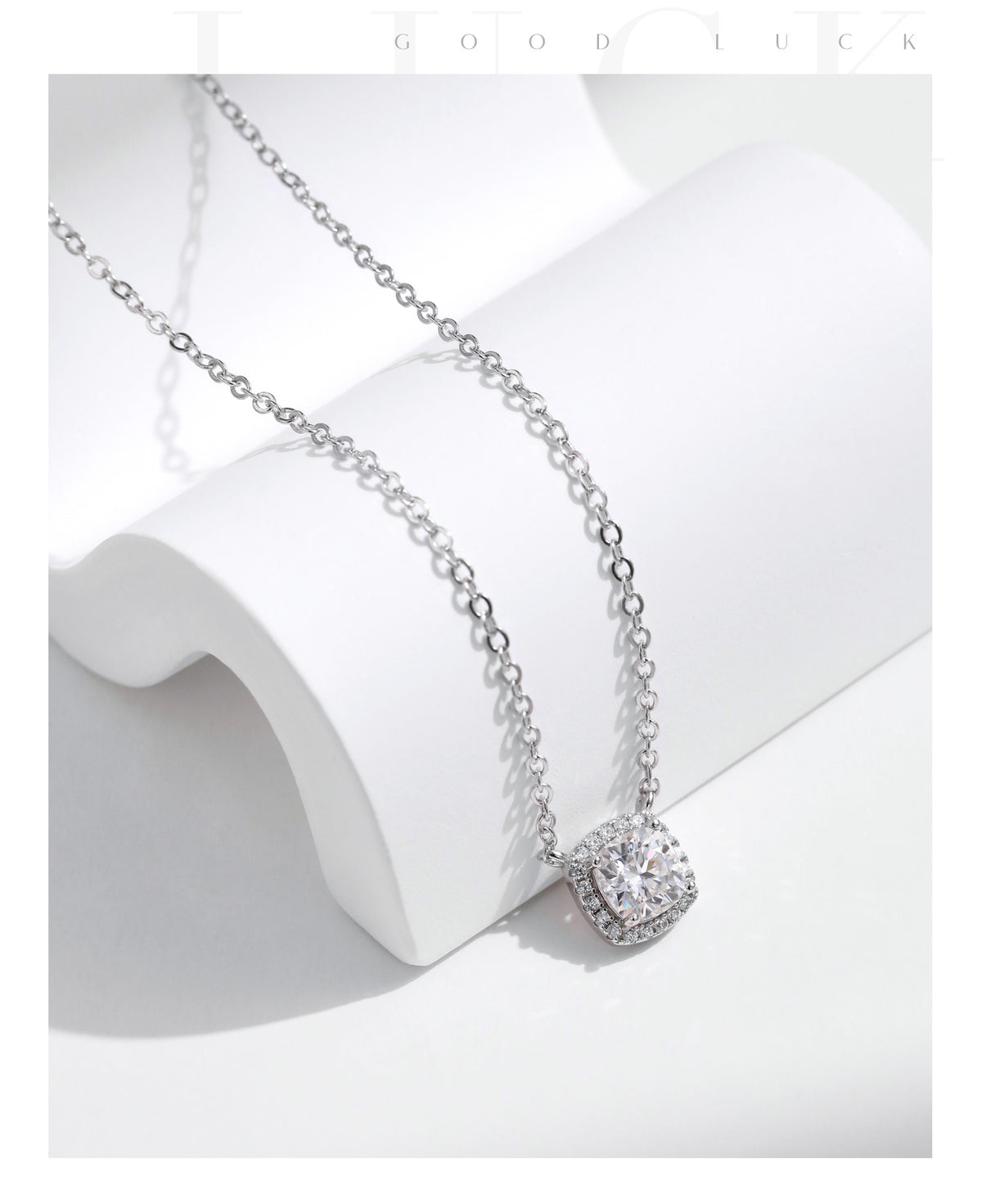 925 Sterling Silver 1 ct Geometric Moissanite Necklace