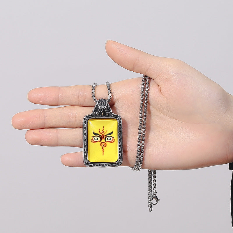 Steel Necklace - Statement Buddha Eye Thangka