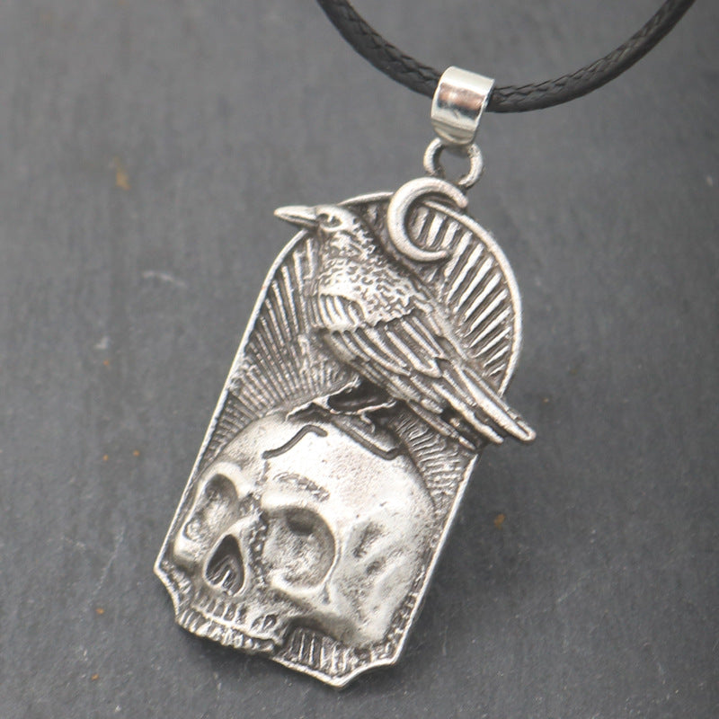 Planderful Celtic Skull Moon Necklace Punk Men Women