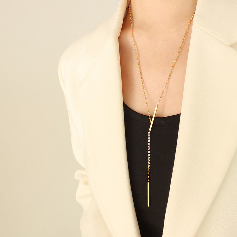 Geometric Y-Letter Pendant Necklace with Gold Plating