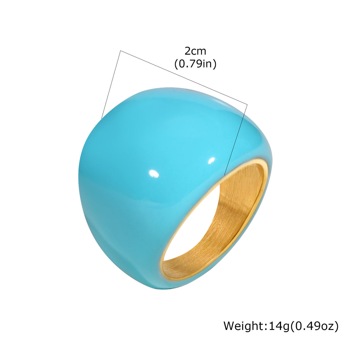 Stainless Steel Summer Ocean Wind Drip Oil Ring Irregular Design Curved Drip Light Blue