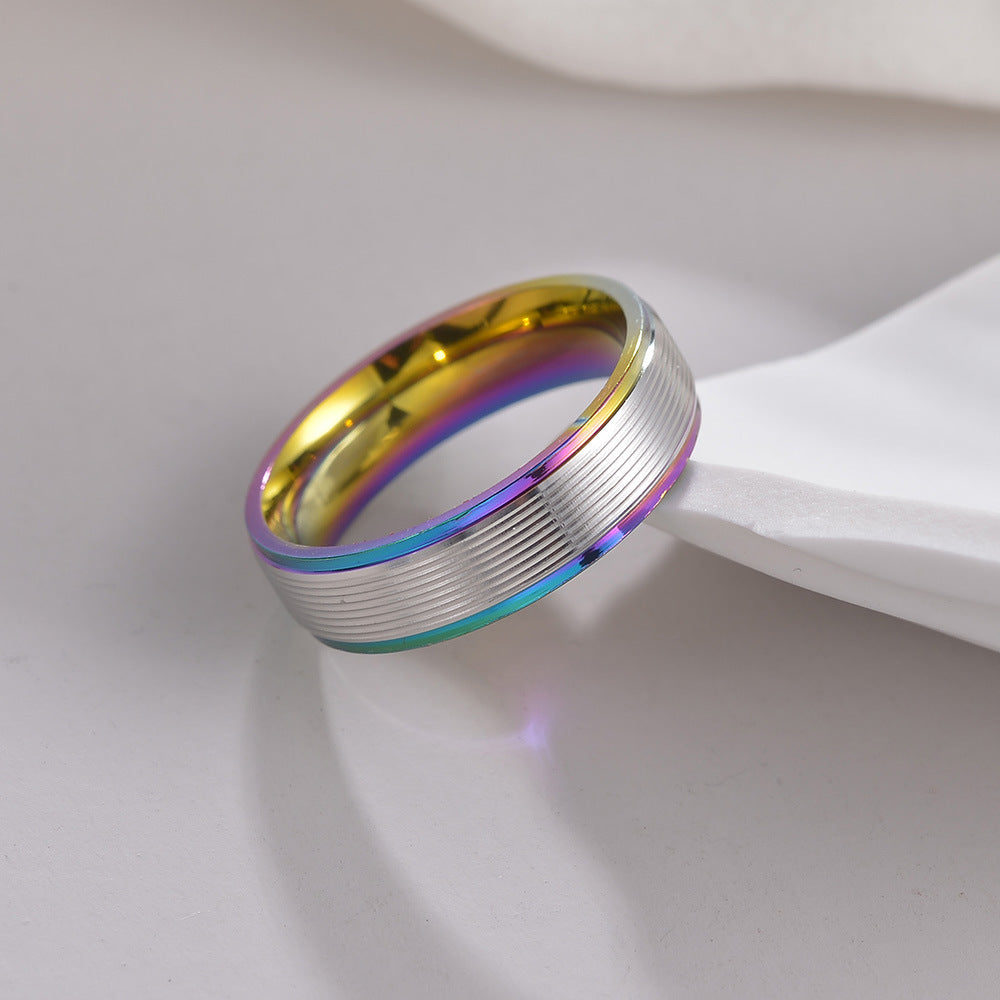 Multi-color Thread Titanium Steel Men's Ring - Durable and Stylish Jewelry for Men