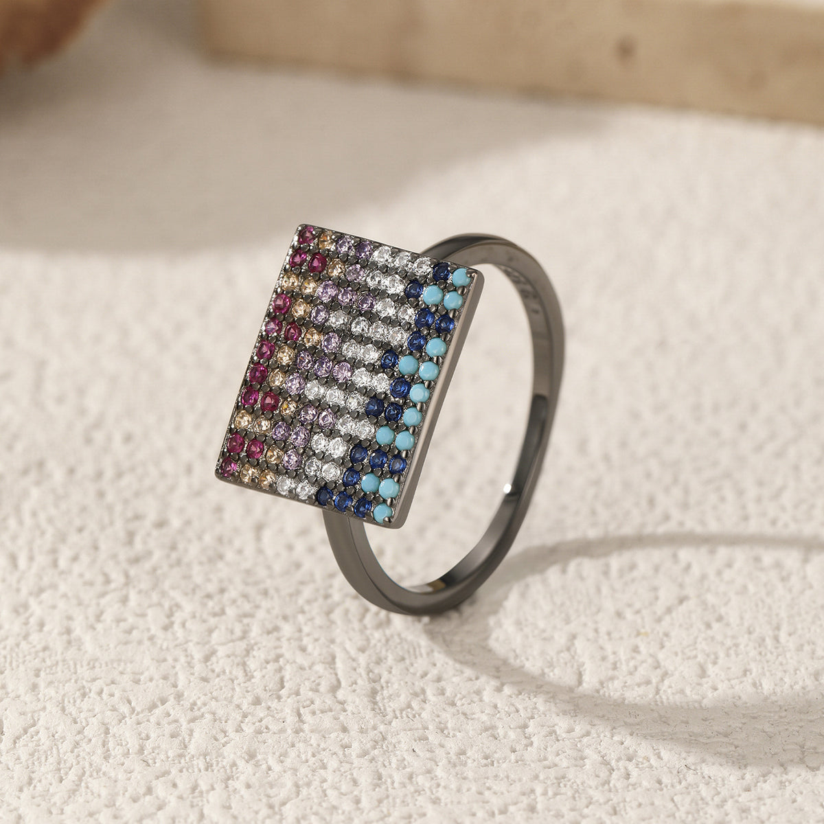 925 Sterling Silver Turquoise Pavé Zircon Ring