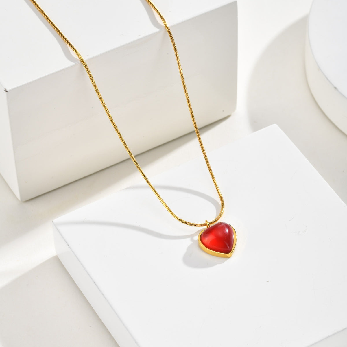 Version Of Stainless Steel Heart-Shaped Love Round Snake Chain Collarbone Chain Women's Necklace