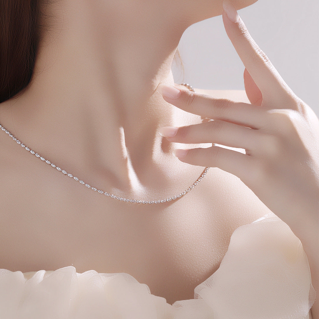 S925 Sterling Silver Laser Bead Necklace