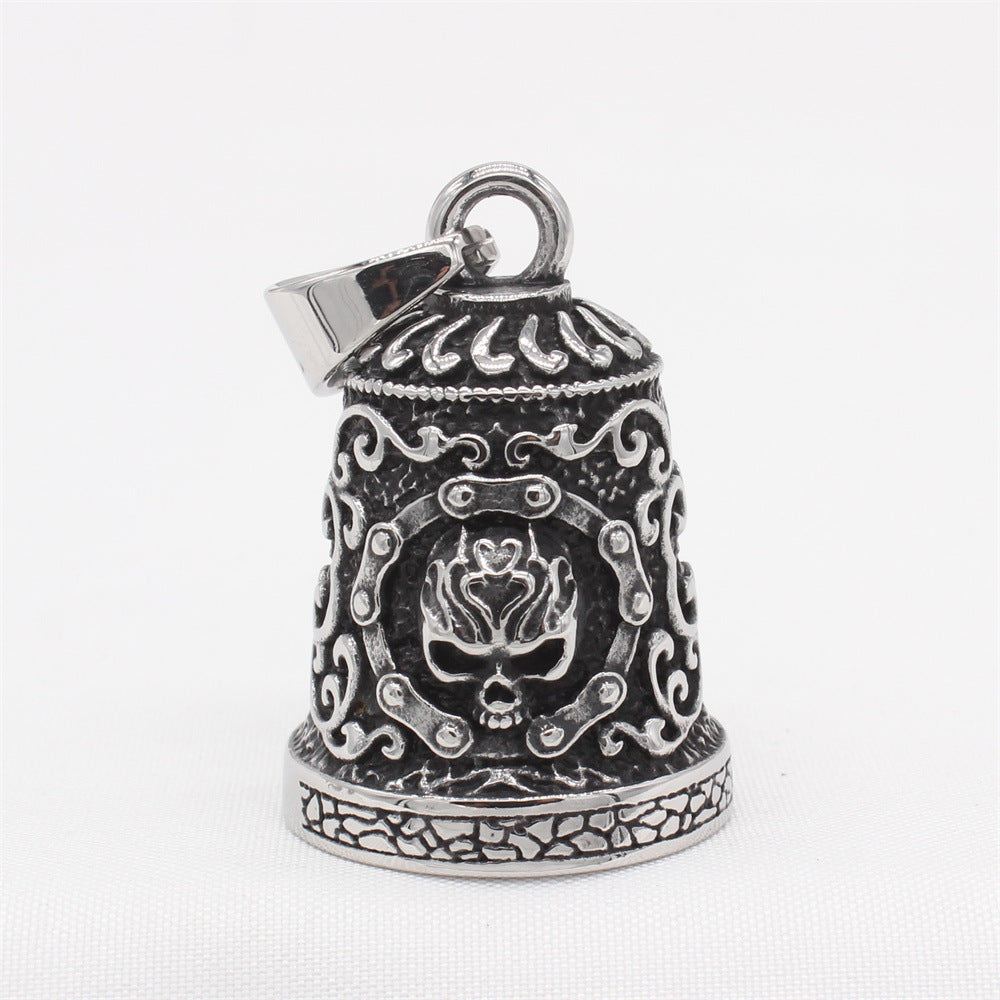 Titanium Steel Skull Pendant For Men Unisex Retro Bell Design Protection Statement Planderful Everyday Genie