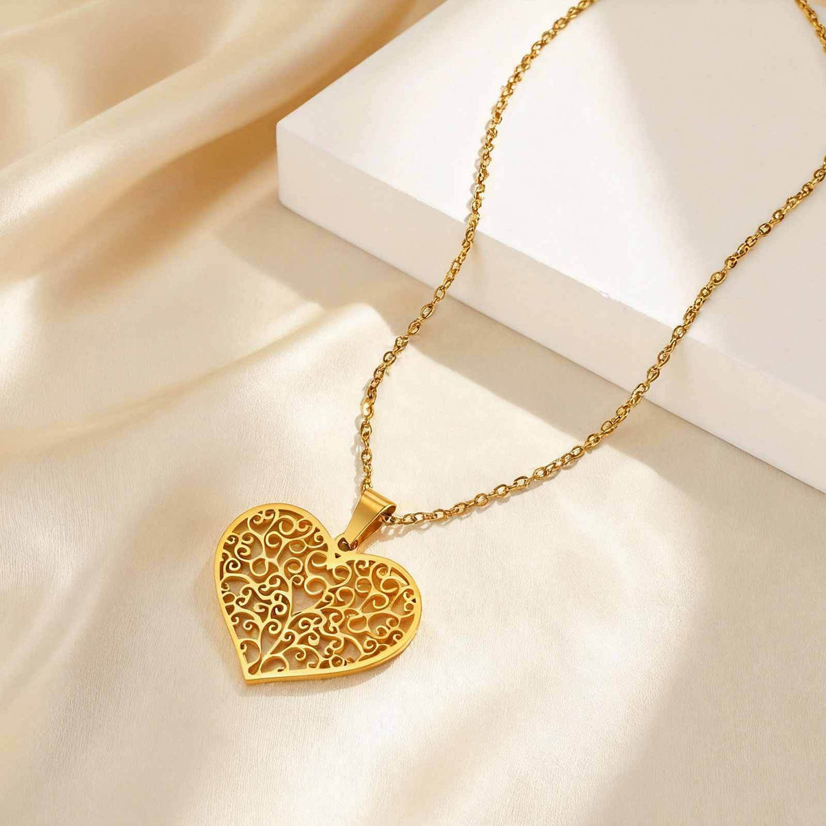 Tree of Life Heart Stainless Steel Necklace