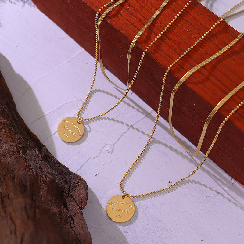 Modern Gold-Plated Double Chain Necklace with English Letter Pendant