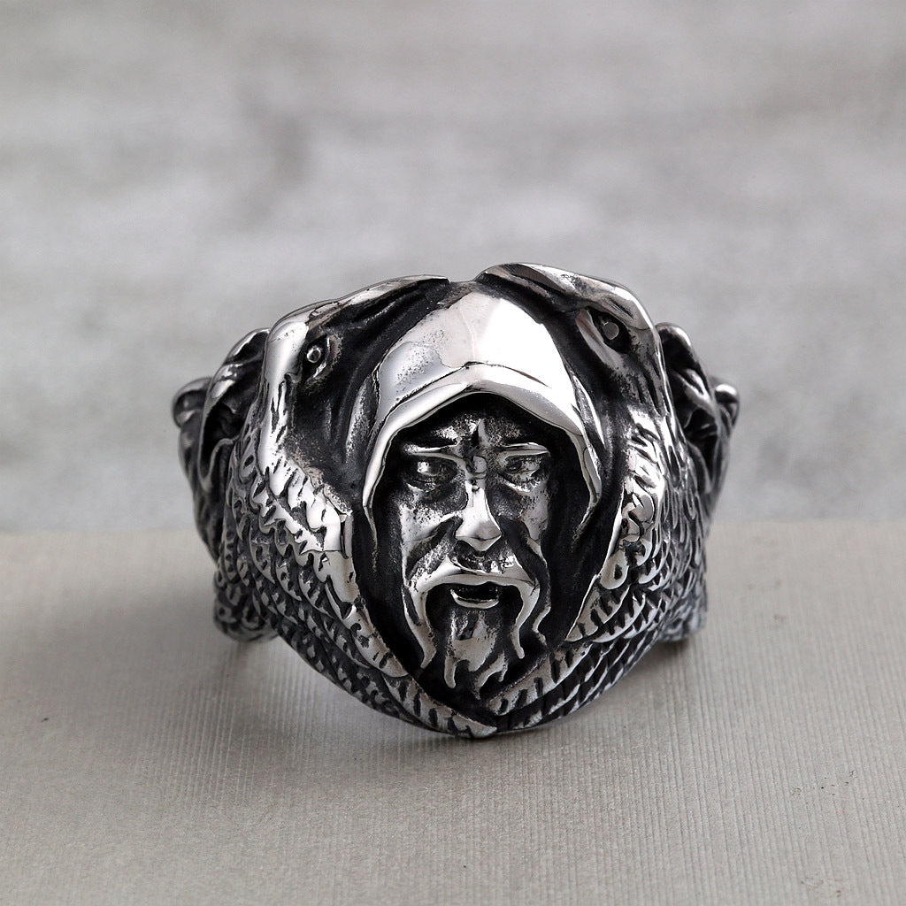 Vintage Viking Wolf Stainless Steel Men's Ring