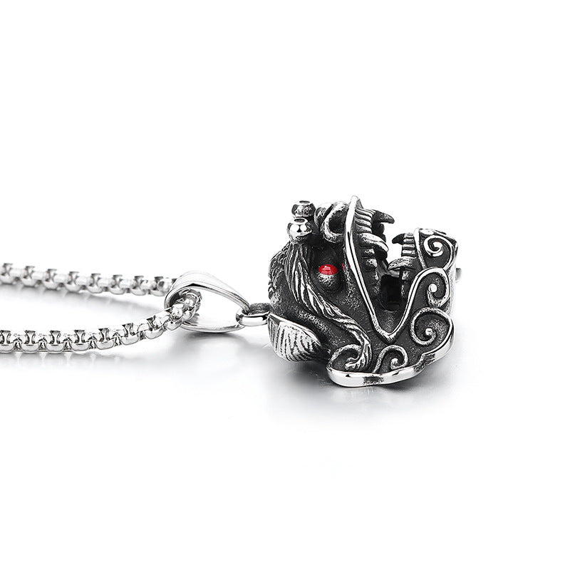 Steel Necklace - Vintage Lion Head Pendant