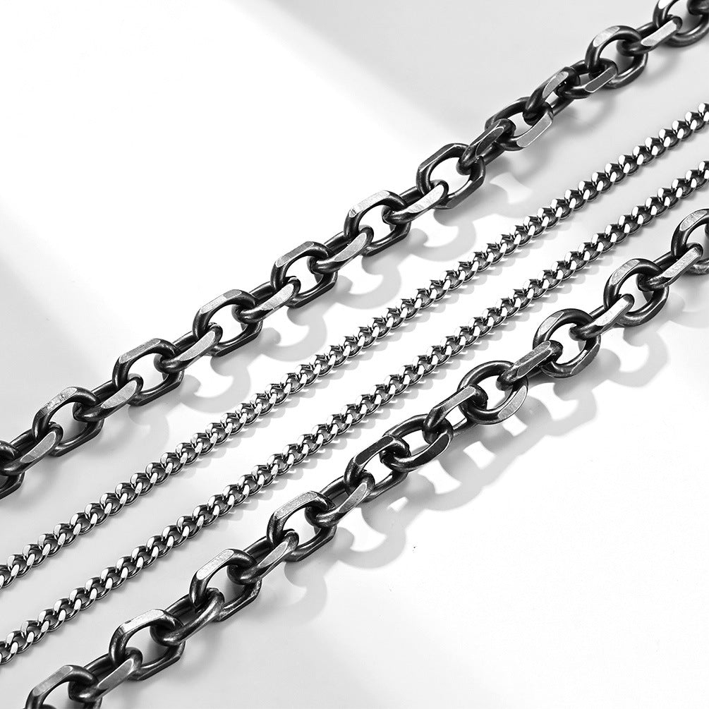Retro Double-Layer Splicing Neck Chain Necklace for Men
