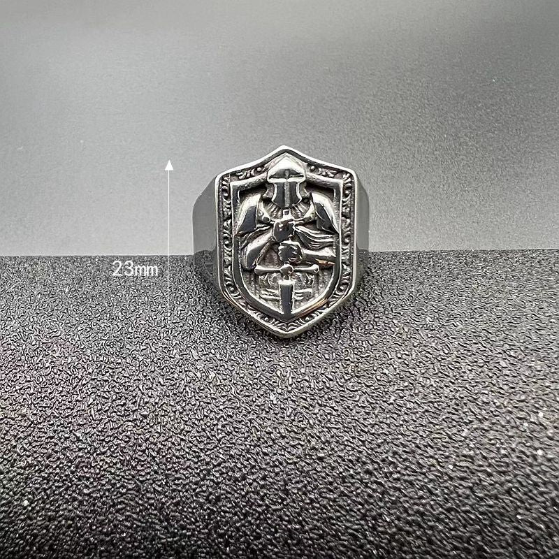 Planderful Templar Knights Ring Titanium Steel Retro Mens Ring Durable Medieval Crusades Theme