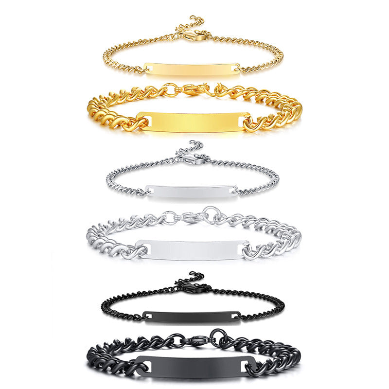 Fashionable Simple Curved Brand Stainless Steel Bracelet Unisex