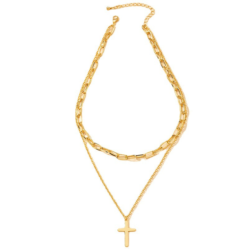 Luxury Double Layer Cross Pendant Necklace - Vienna Verve Collection