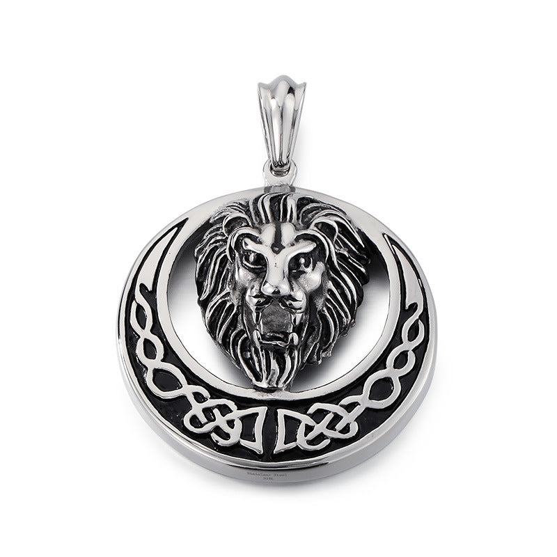 Lion Head Pendant Men Zircon Titanium Steel Planderful