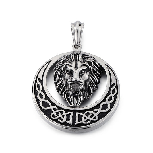 Lion Head Pendant Men Zircon Titanium Steel Planderful