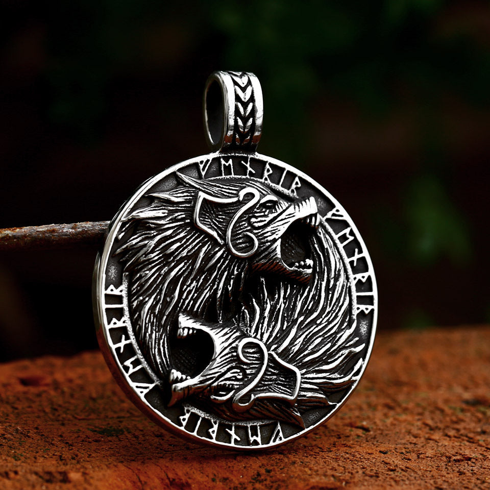 Stainless Steel Men's Pendant – Nordic Viking Celtic Wolf Titanium Steel Necklace Pendant