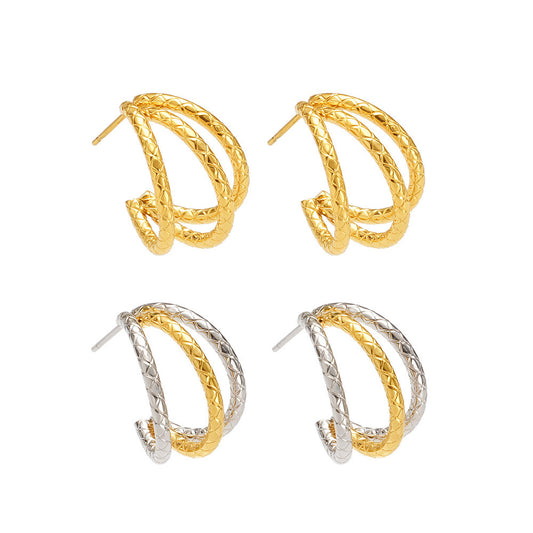 Planderful Everyday C Shaped Gold Plated Earrings