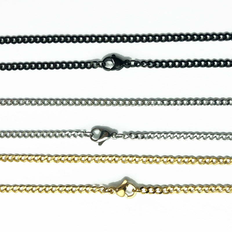 3mm Stainless Steel Grinding Chain Black Gold Steel Necklace Pendant With Chain