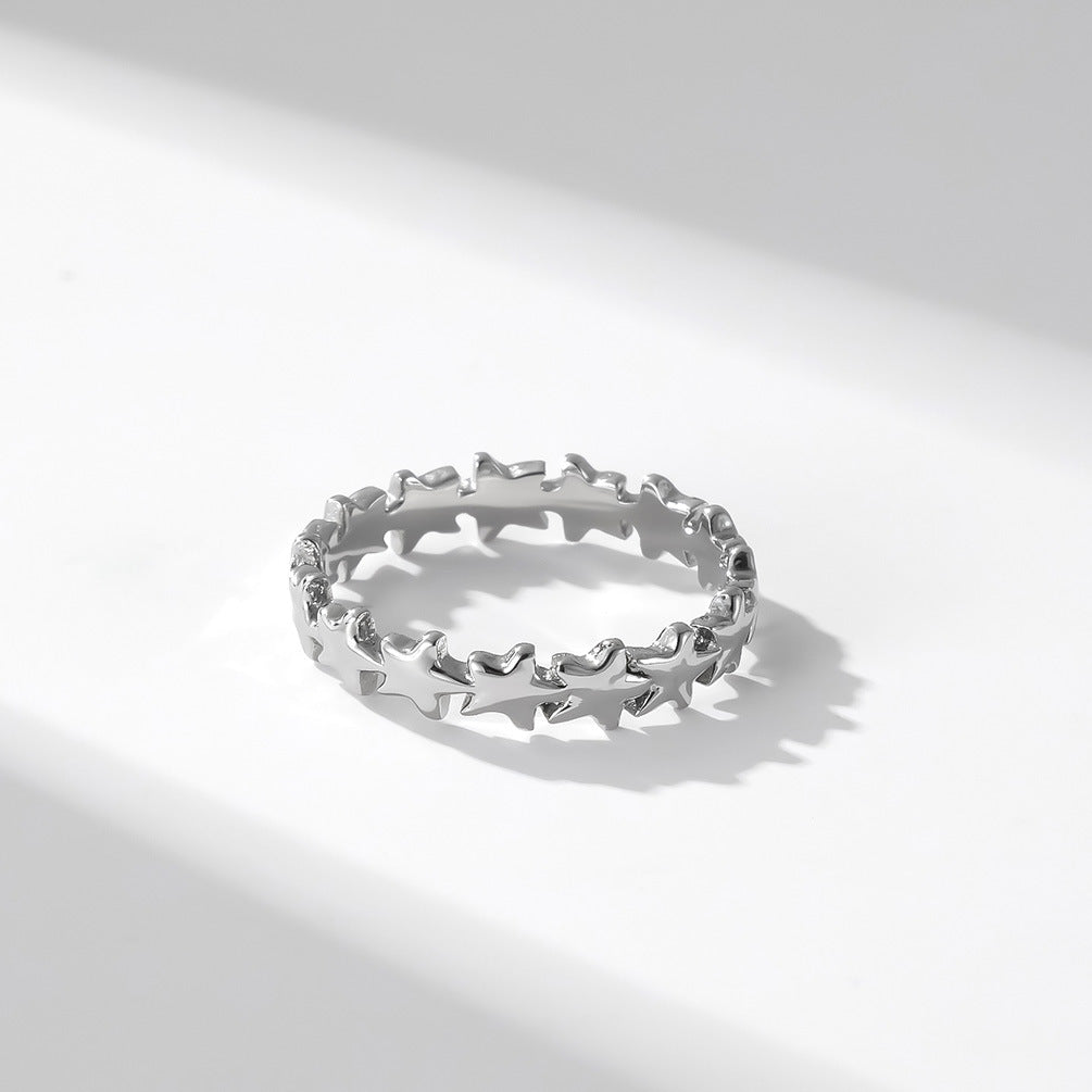 Planderful Titanium Steel Five-Point Star Ring For Women Stackable Light Luxury Jewelry