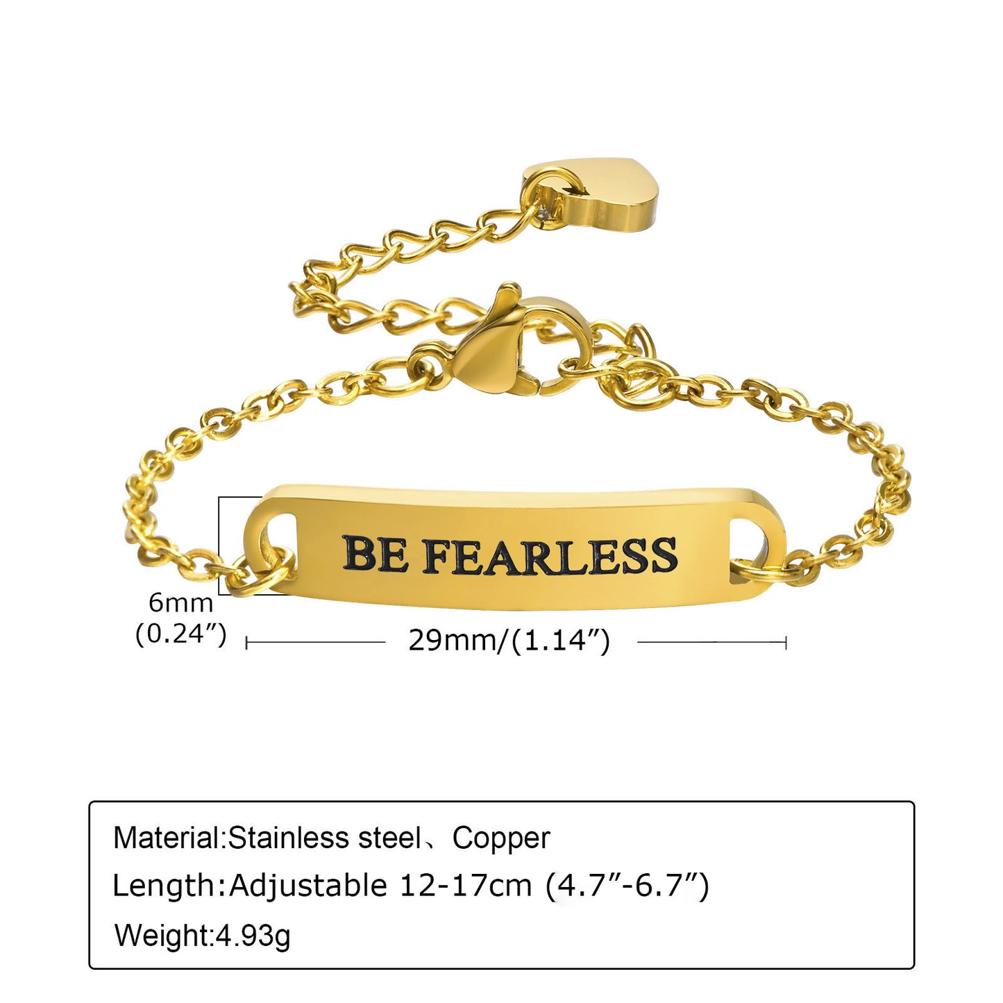 Cross-Border Jewelry Stainless Steel Curved Children's Bracelet 18K Gold