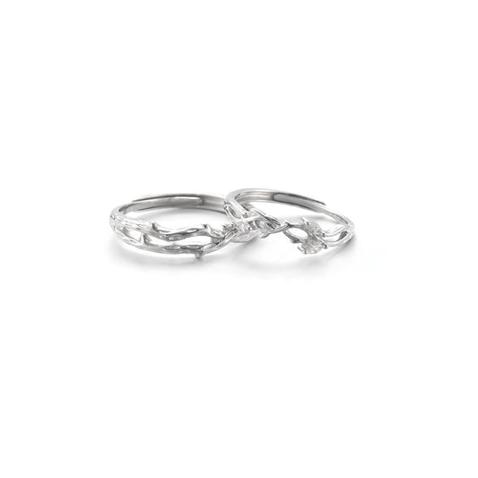 Planderful Everyday Genie S925 Sterling Silver Chain Branch Couple Ring – Light Luxury High Sense Ring Valentine’s Day Gift