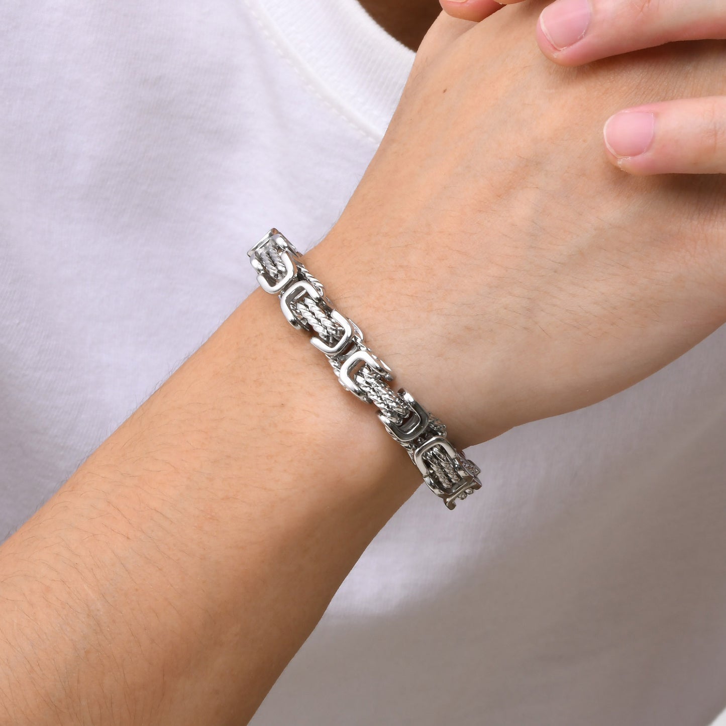 Stainless Steel Byzantine Twist Handmade Chain Men Jewelry