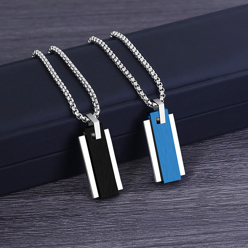 Planderful Everyday Genie Men's Stainless Steel Necklace Square Geometric Pendant Does Not Fade