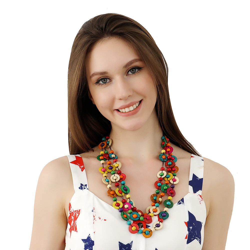 Planderful Savanna Rhythms Necklace – Unique Coconut Shell Woven Design