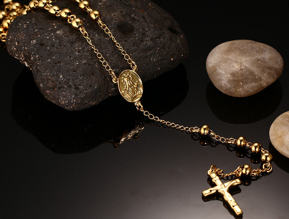Wholesale Trinkets Titanium Steel Gold Cross Pendant Necklace
