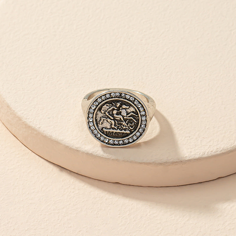 Vintage Gold Coin Index Finger Ring - Retro Cold Wind Design