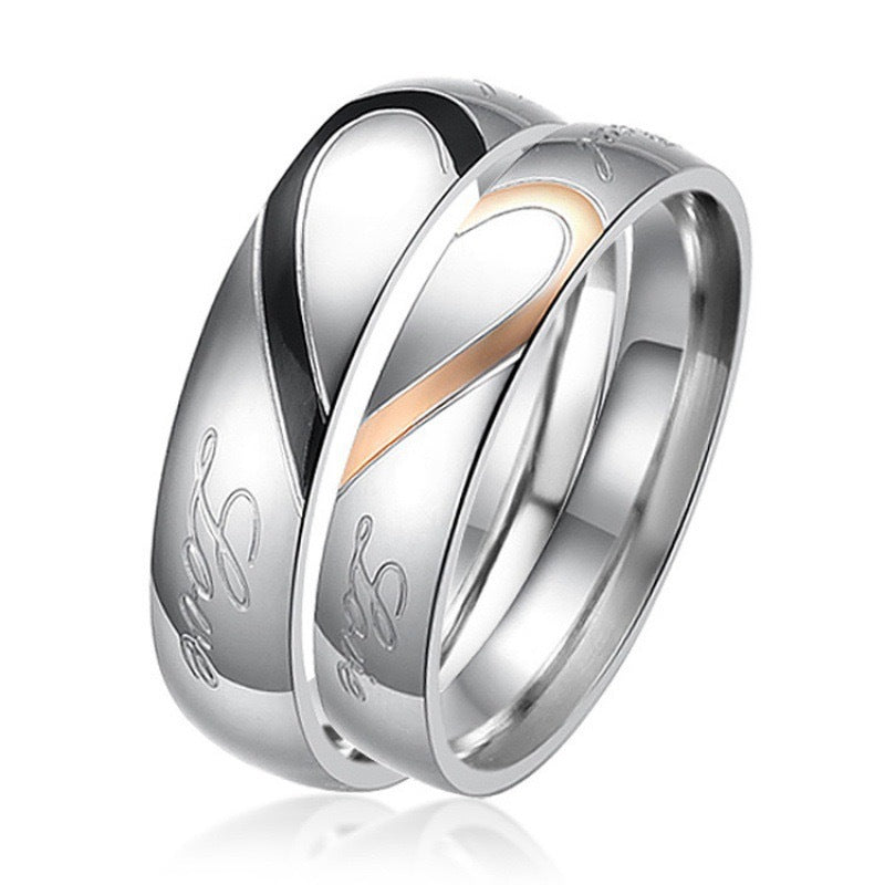 Planderful Couple Ring Splicing Style Versatile Everyday Genie Steel Band For Him And Her Size 5 12