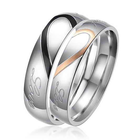 Planderful Couple Ring Splicing Style Versatile Everyday Genie Steel Band For Him And Her Size 5 12