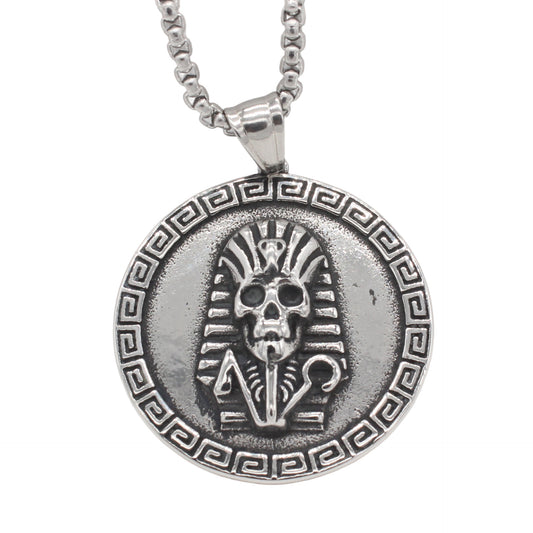 Planderful Everyday Genie – European and American Retro Egyptian Pharaoh Men's Titanium Steel Pendant Necklace
