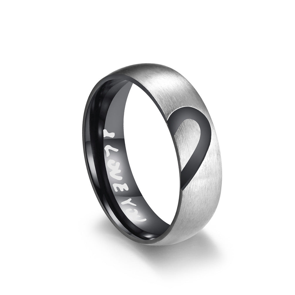 Zircon Heart-Shaped Stainless Steel Couple Ring – Marriage Proposal Engagement Love Zircon