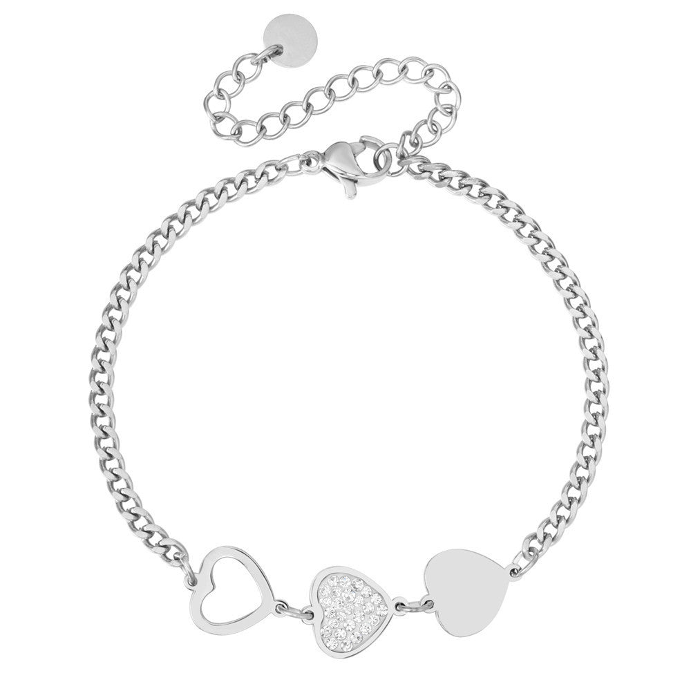 Planderful Shell Zircon Peach Heart Bracelet For Women Chic
