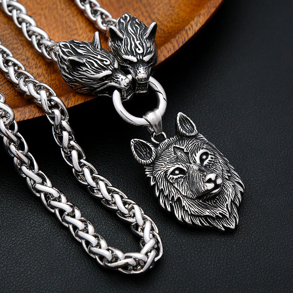 Viking Wolf Stainless Steel Men's Necklace