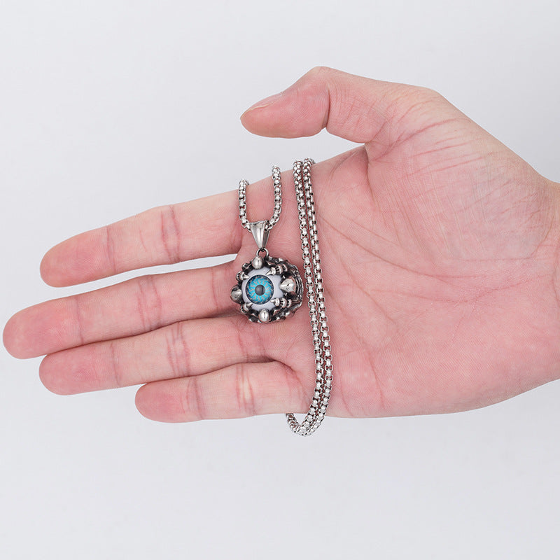 Steel Necklace – Statement Turkish Eye Pendant