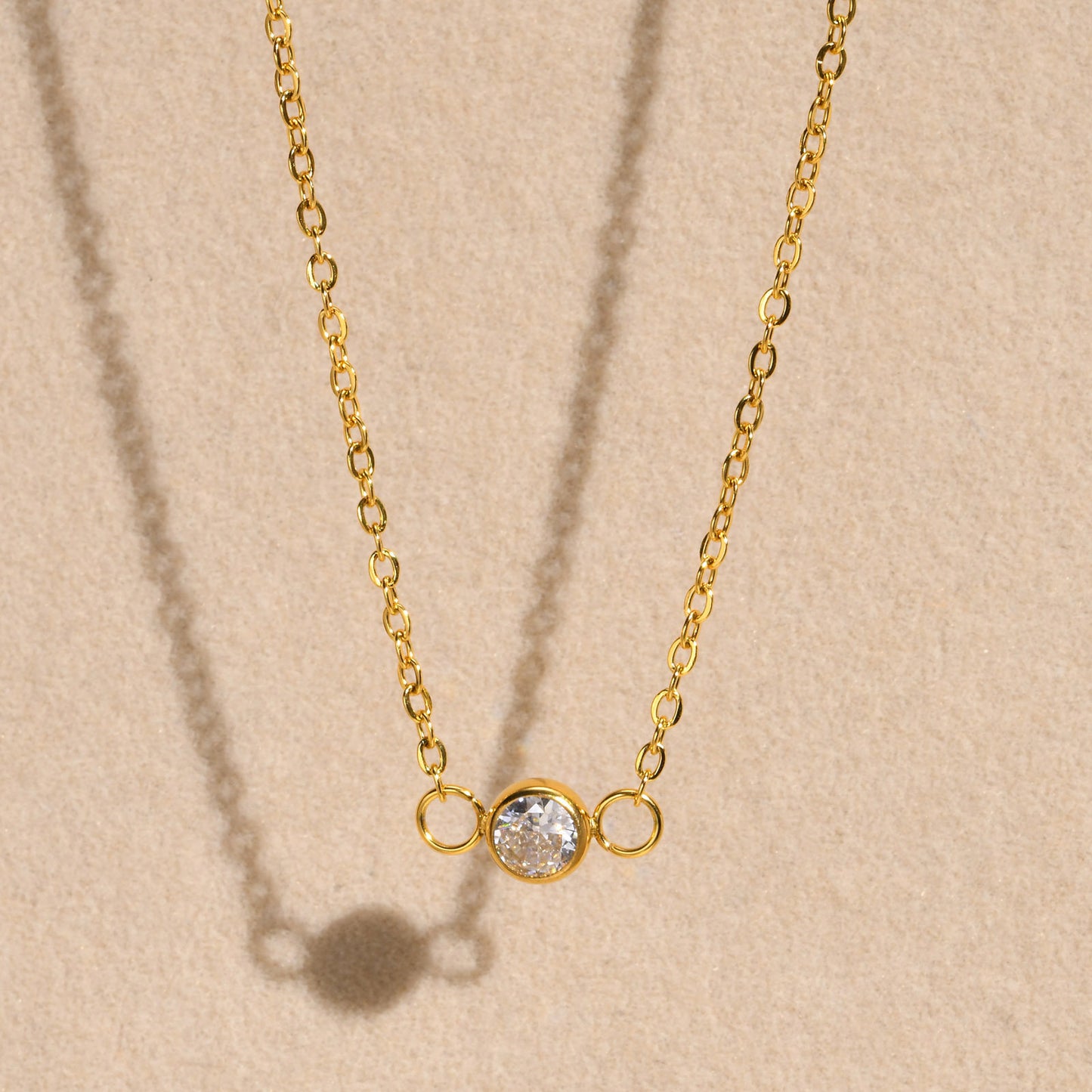 Ladies Fine Necklace Stainless Steel White Zircon Jewelry