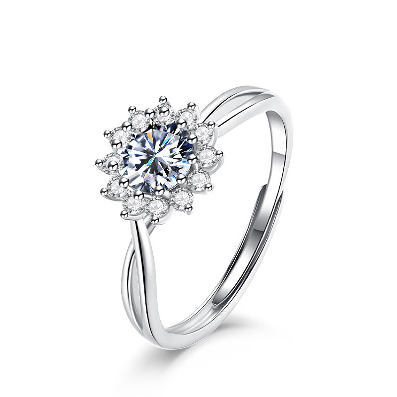 Genuine D-Color S925 Sterling Silver Ring