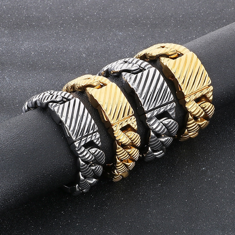 Planderful Titanium Steel Bracelet Unisex Cuban Chain Bold