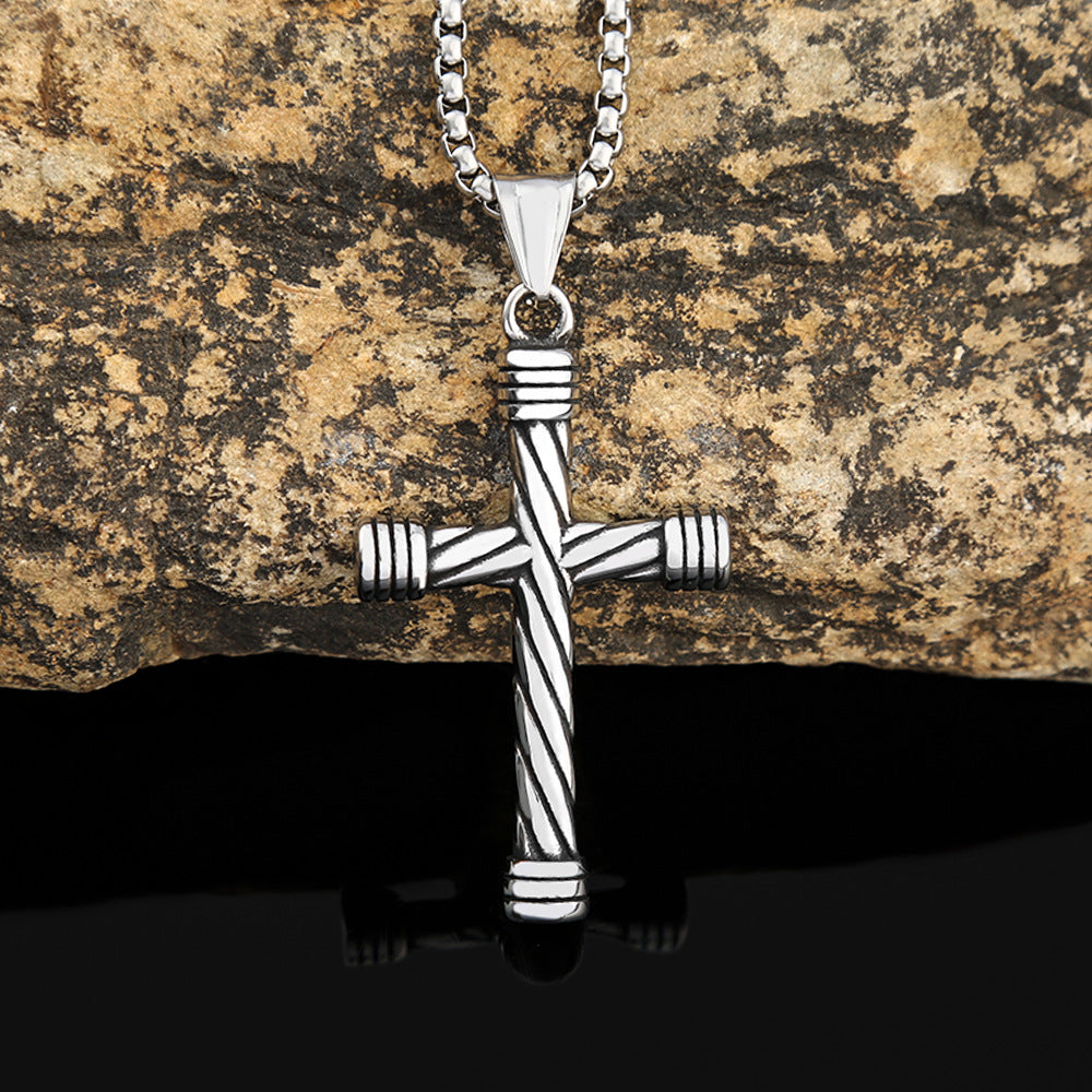 New Twisted Cross Titanium Steel Necklace for Men and Women