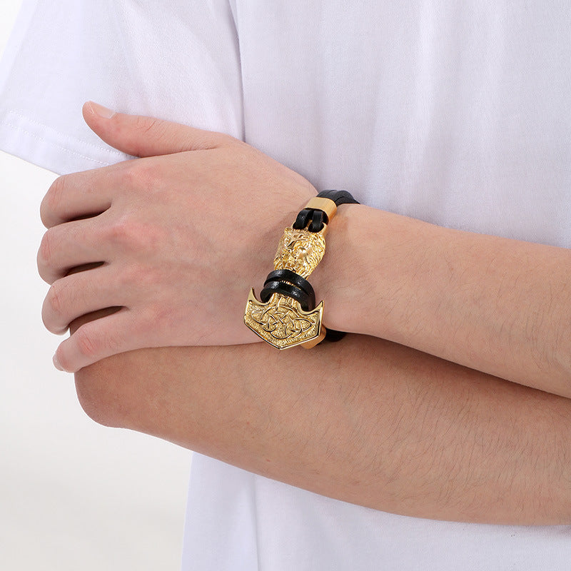 Planderful Vintage Viking Quake Bracelet For Men Navy Style