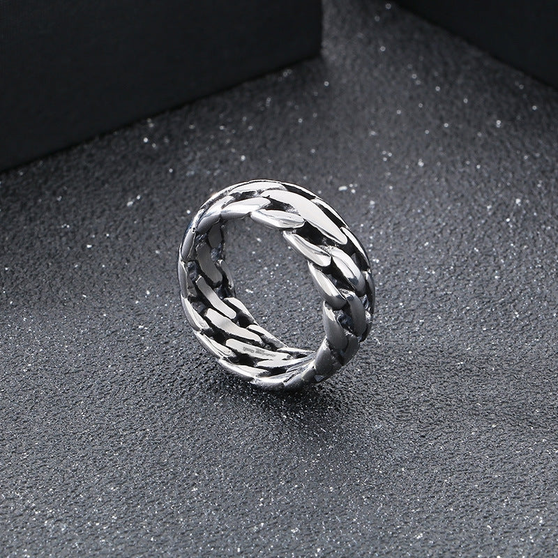 Planderful Mens Titanium Steel Punk Locomotive Ring Bold